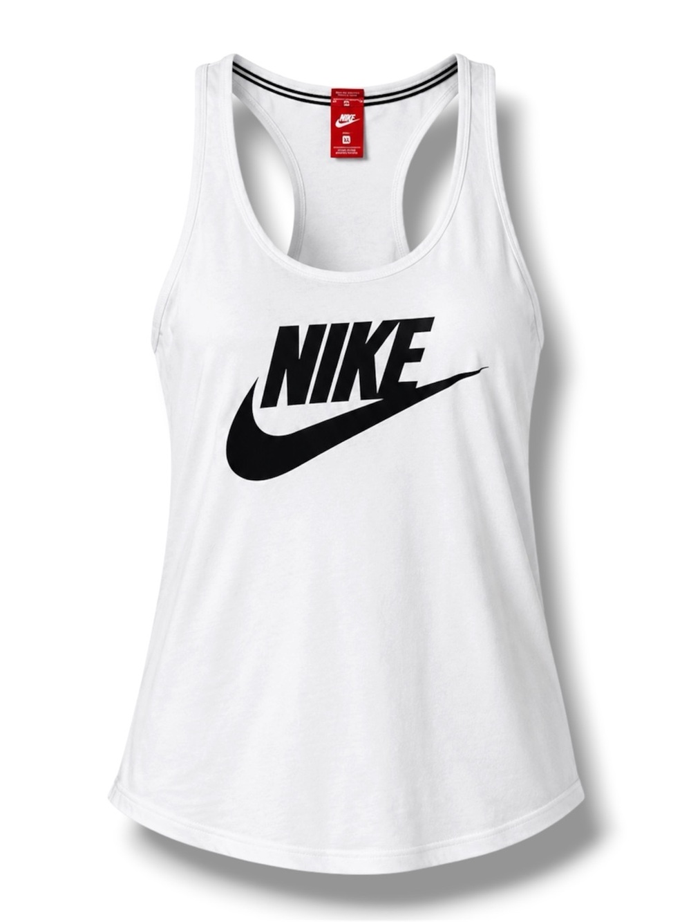 Nike Women’s XL White Racerback Tank Top Black Logo Athletic Gym EUC
